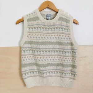 Vintage Cream and Pastel Sweater Vest